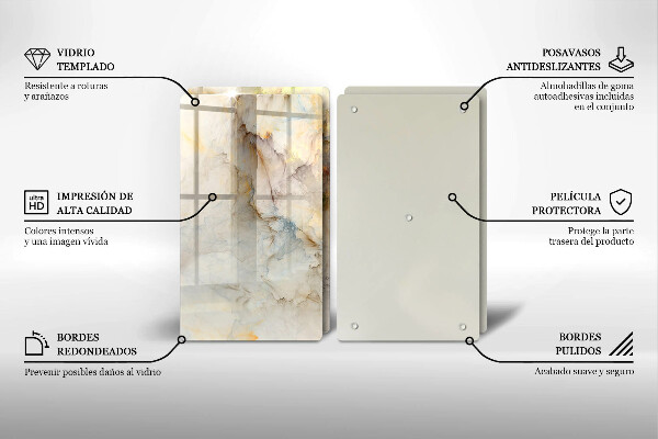 Induction hob cover Marble texture with gold