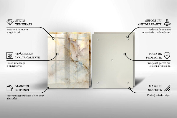 Induction hob cover Marble texture with gold