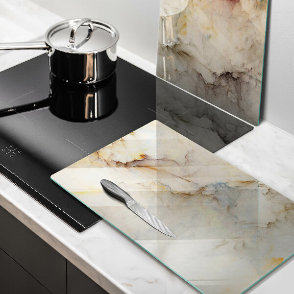 Induction hob cover Marble texture with gold