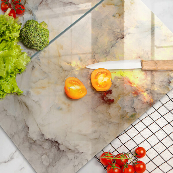 Induction hob cover Marble texture with gold