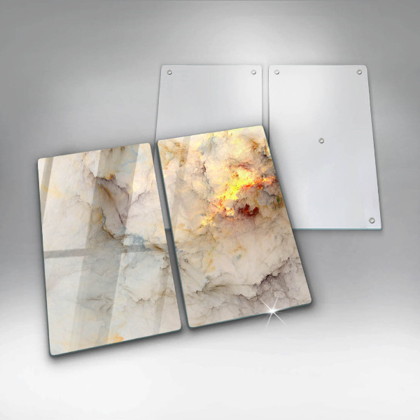 Induction hob cover Marble texture with gold