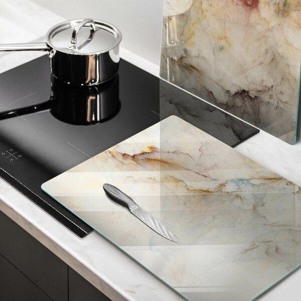 Induction hob cover Marble texture with gold