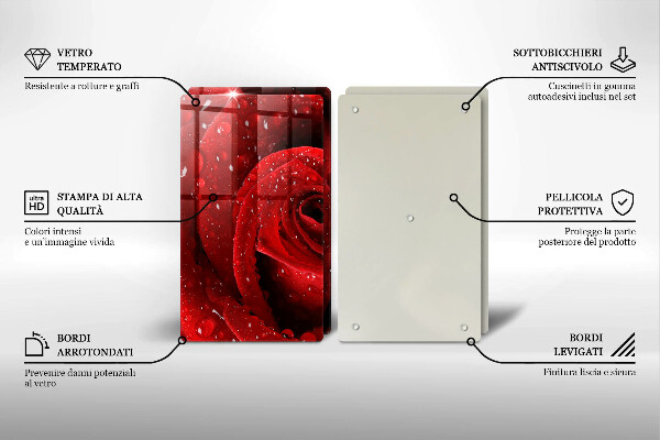 Induction hob cover Rose flower petals