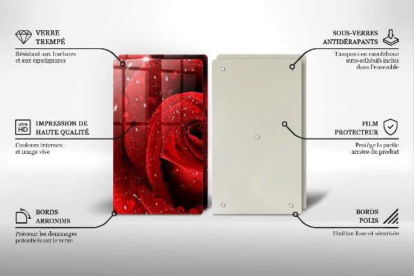 Induction hob cover Rose flower petals