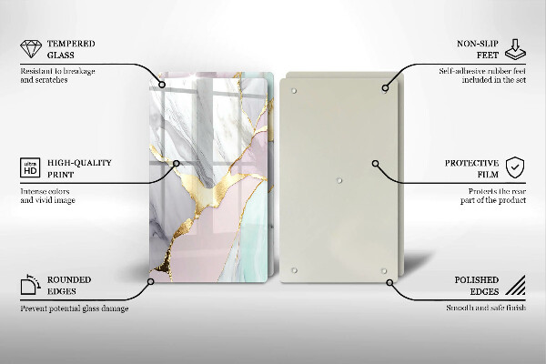 Induction hob cover Pastel marble