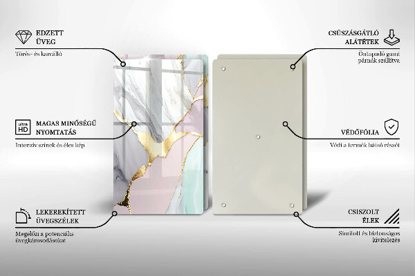 Induction hob cover Pastel marble