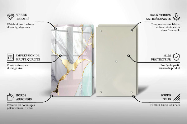 Induction hob cover Pastel marble