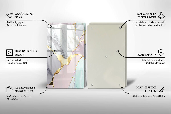 Induction hob cover Pastel marble