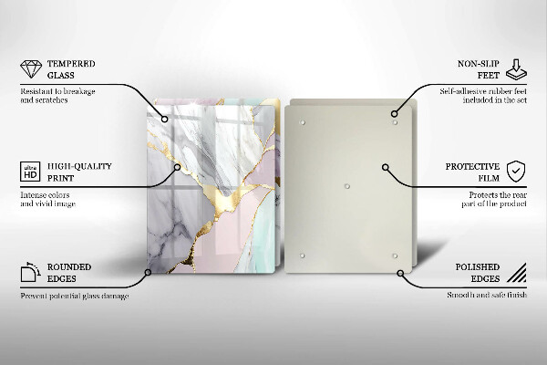 Induction hob cover Pastel marble