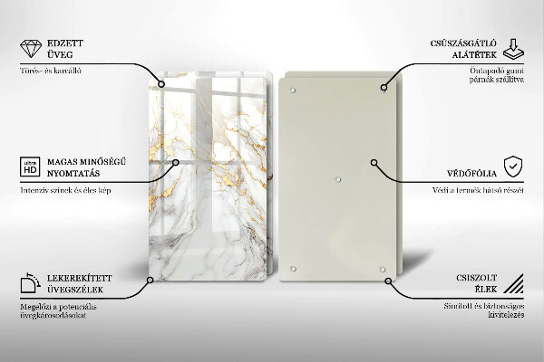 Induction hob cover Light marble with gold