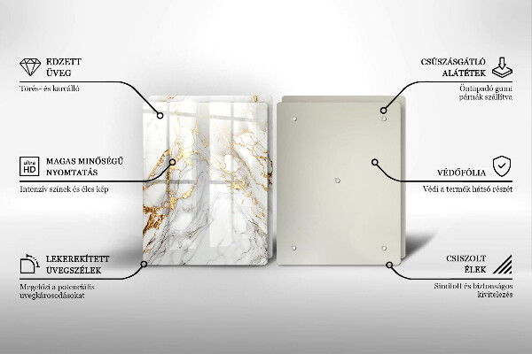 Induction hob cover Light marble with gold