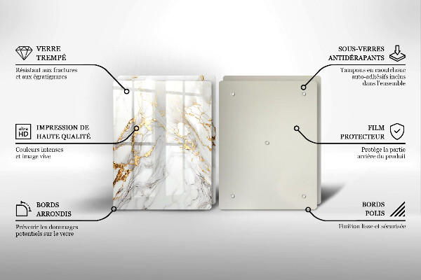 Induction hob cover Light marble with gold