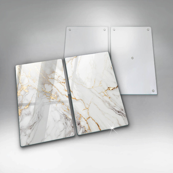 Induction hob cover Light marble with gold