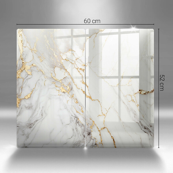 Induction hob cover Light marble with gold