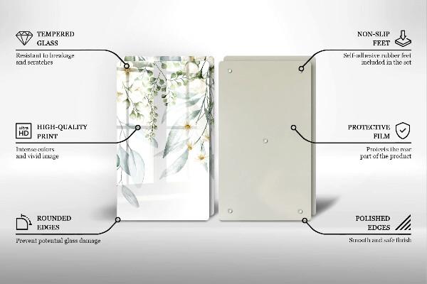 Induction hob cover Watercolor plants