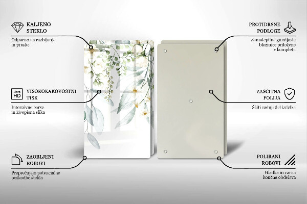 Induction hob cover Watercolor plants