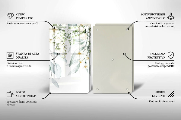 Induction hob cover Watercolor plants