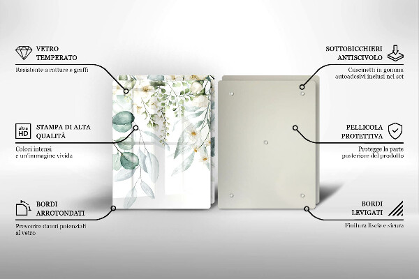 Induction hob cover Watercolor plants