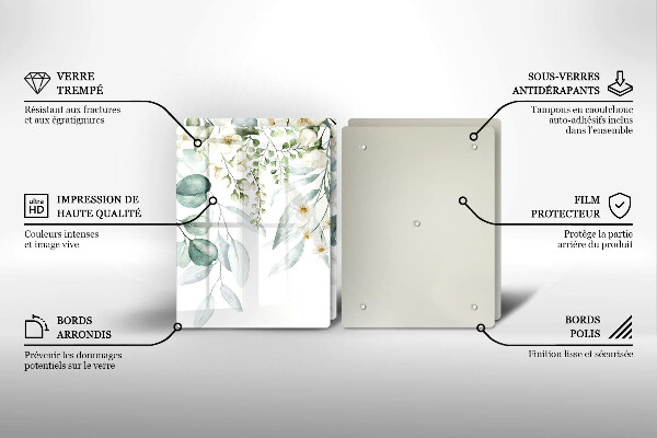 Induction hob cover Watercolor plants