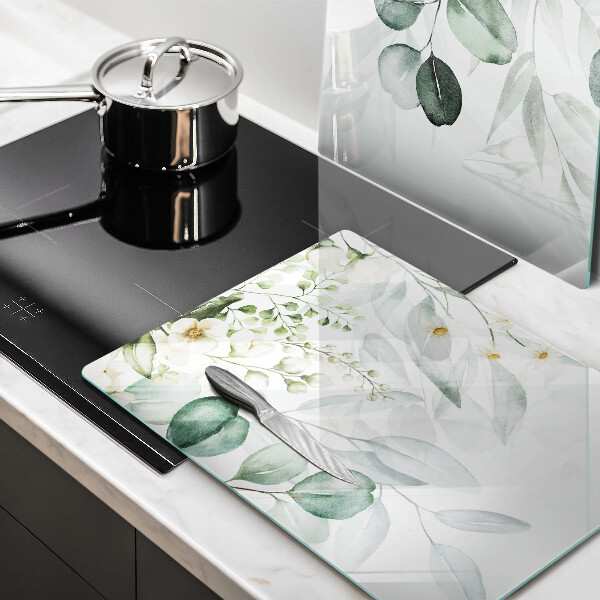 Induction hob cover Watercolor plants