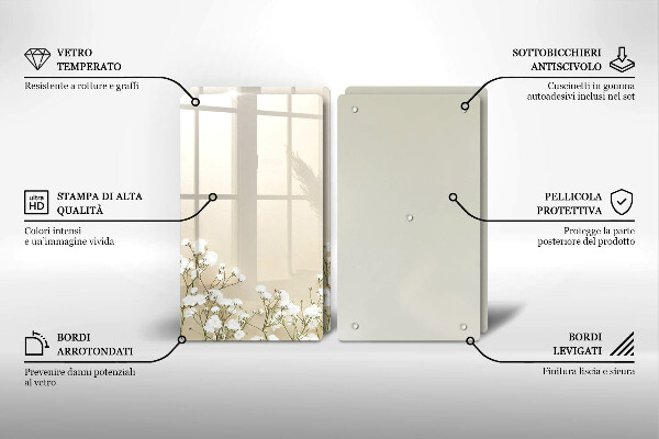 Induction hob cover Boho flowers