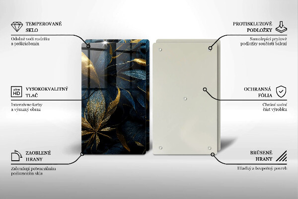 Induction hob cover Decorative leaves with gold