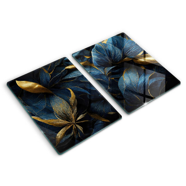 Induction hob cover Decorative leaves with gold