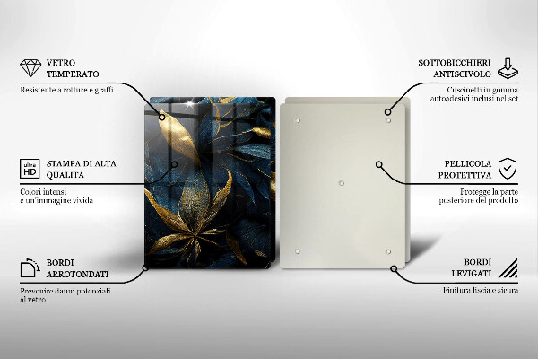 Induction hob cover Decorative leaves with gold