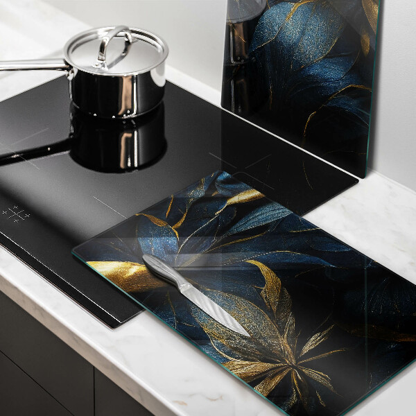 Induction hob cover Decorative leaves with gold