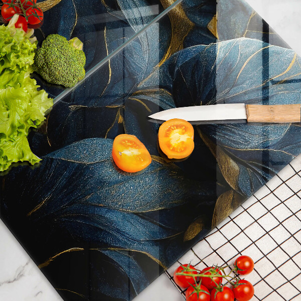 Induction hob cover Decorative leaves with gold