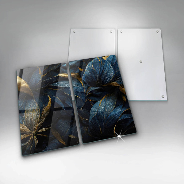 Induction hob cover Decorative leaves with gold