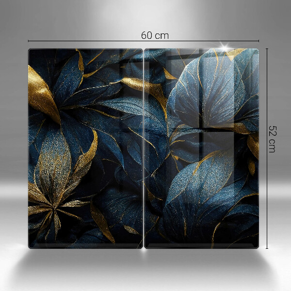 Induction hob cover Decorative leaves with gold