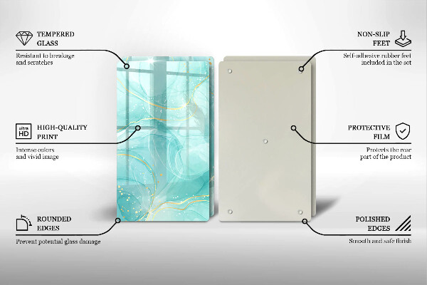 Induction hob cover Blue-gold abstraction