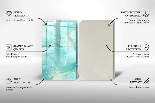 Induction hob cover Blue-gold abstraction