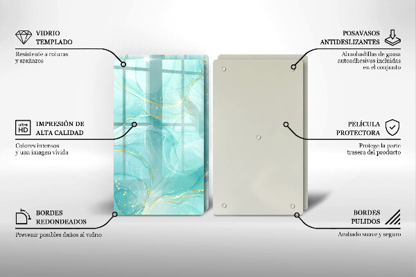 Induction hob cover Blue-gold abstraction