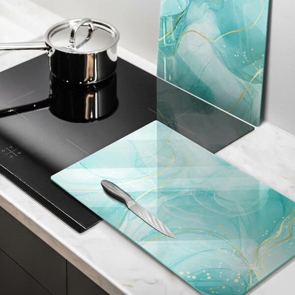 Induction hob cover Blue-gold abstraction