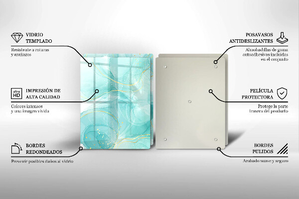 Induction hob cover Blue-gold abstraction