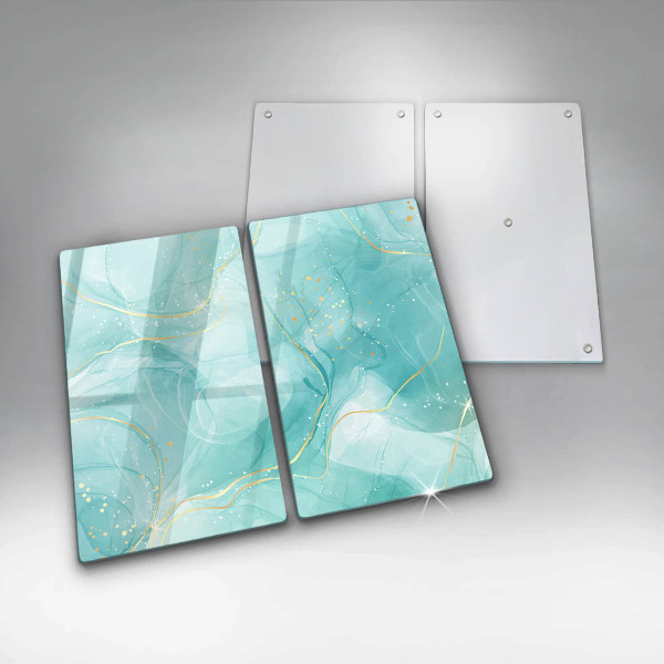 Induction hob cover Blue-gold abstraction