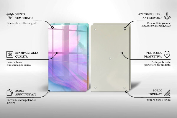 Induction hob cover Pastel feathers