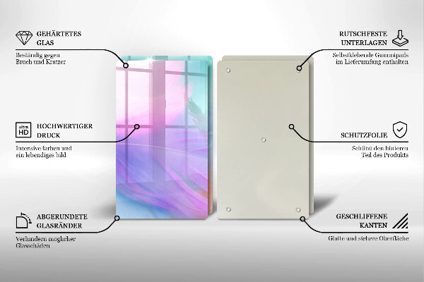 Induction hob cover Pastel feathers