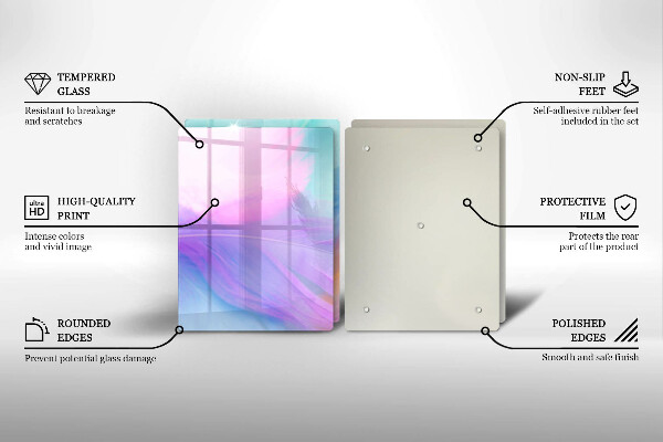 Induction hob cover Pastel feathers