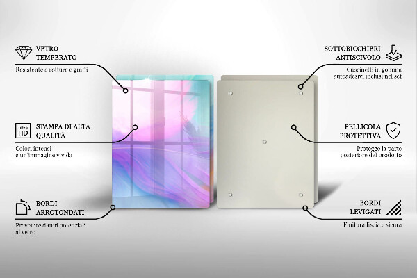 Induction hob cover Pastel feathers