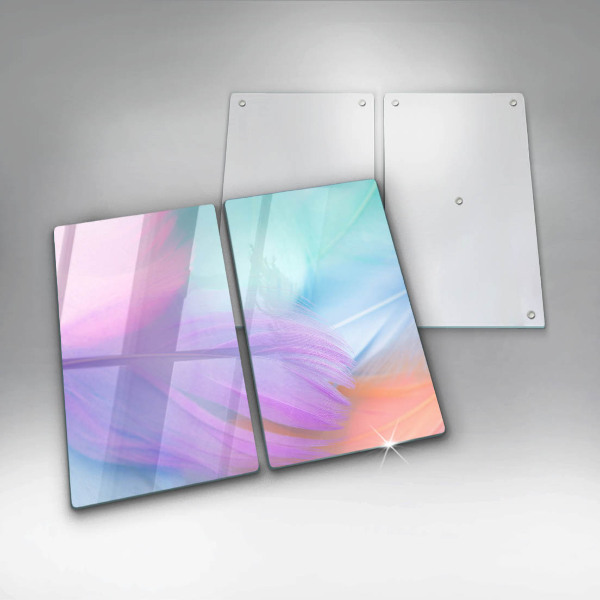 Induction hob cover Pastel feathers