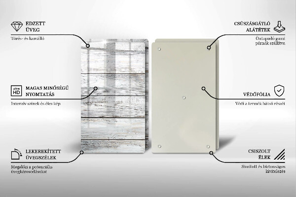 Induction hob cover Bright wooden boards