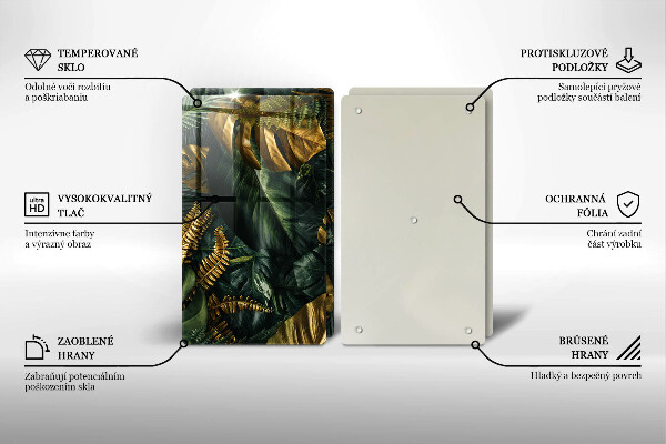 Induction hob cover Monstera golden leaves