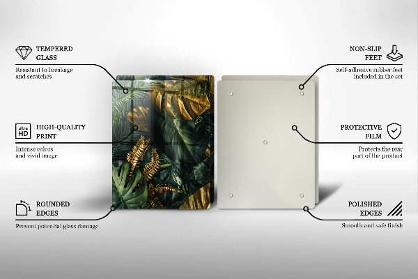 Induction hob cover Monstera golden leaves