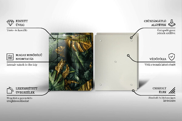 Induction hob cover Monstera golden leaves