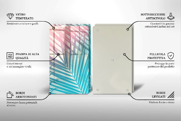 Induction hob cover Pastel leaves