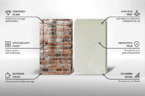 Induction hob cover Old bricks wall