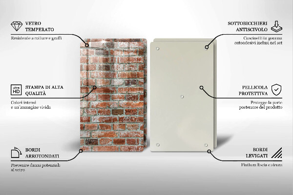 Induction hob cover Old bricks wall